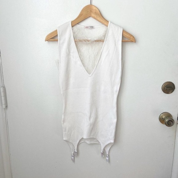 Amber Sakai Tops - Amber Sakai Bodysuit with Garter Belt With Lace